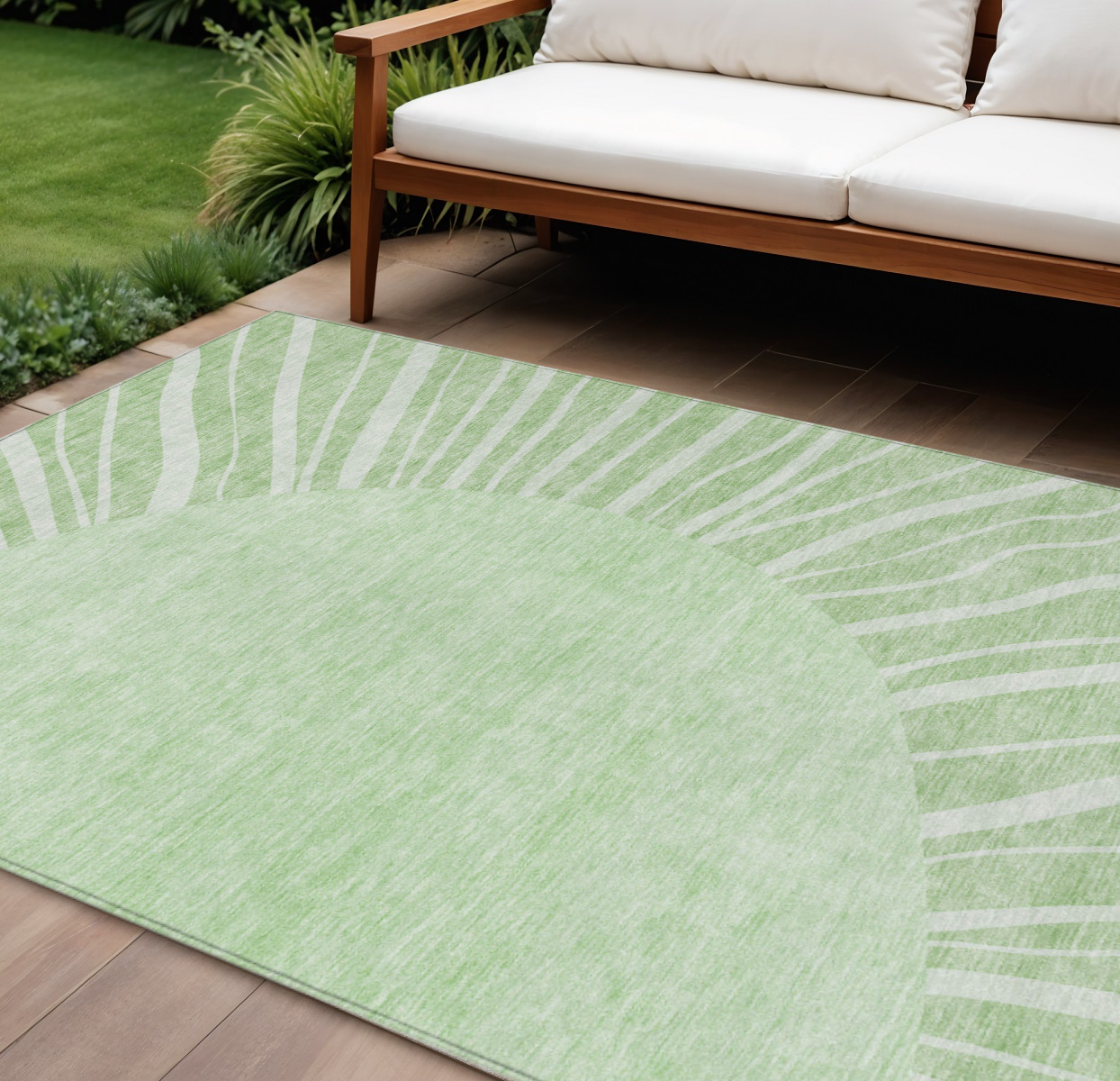 8' X 10' Green And Mint Green Abstract Washable Indoor Outdoor Area Rug-580805-1