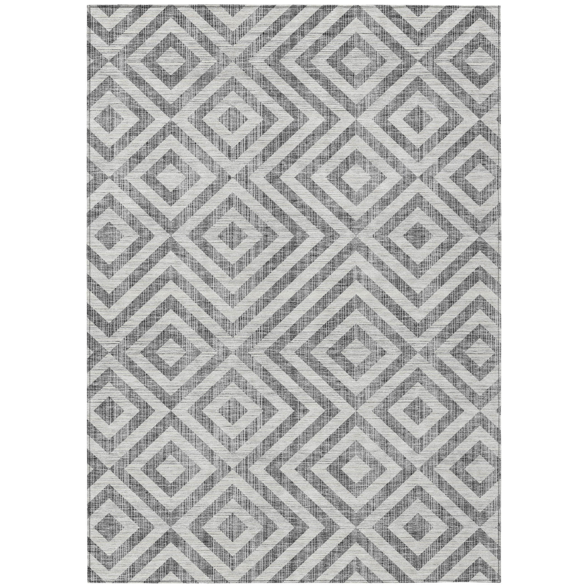 10' X 14' Gray Silver And Ivory Geometric Washable Indoor Outdoor Area Rug-583719-1