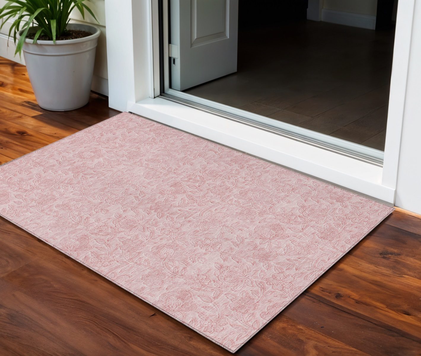 3' X 5' Pink And Red Floral Washable Indoor Outdoor Area Rug-586714-1