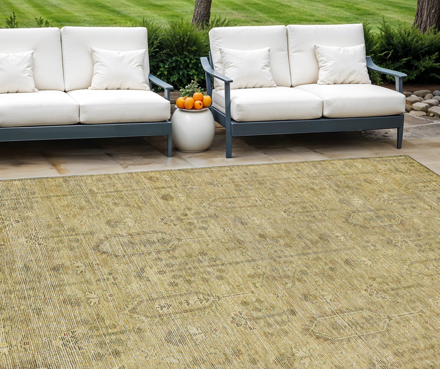 9' X 12' Gold And Taupe Southwestern Washable Indoor Outdoor Area Rug-587060-1