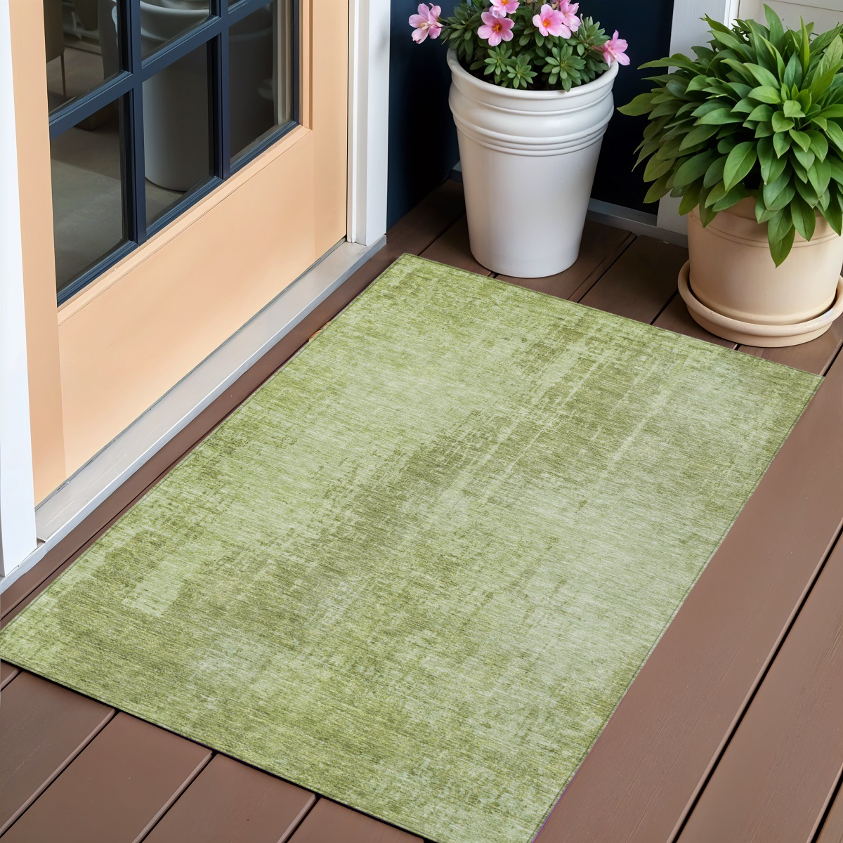 3' X 5' Sage And Green Abstract Washable Indoor Outdoor Area Rug-587296-1