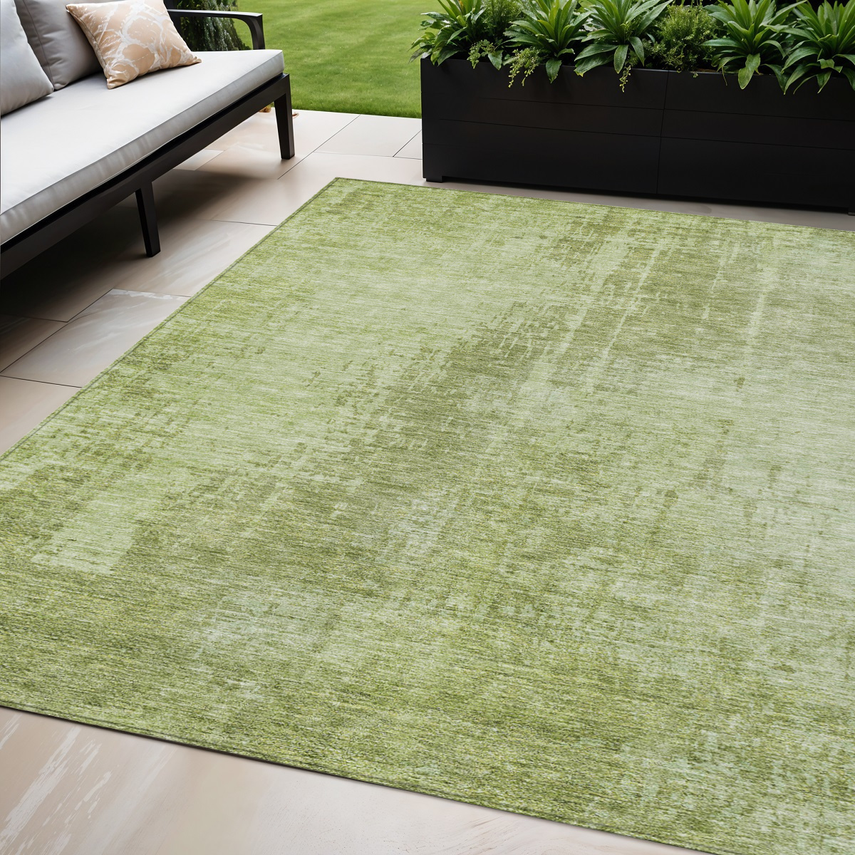 5' X 8' Sage And Green Abstract Washable Indoor Outdoor Area Rug-587297-1