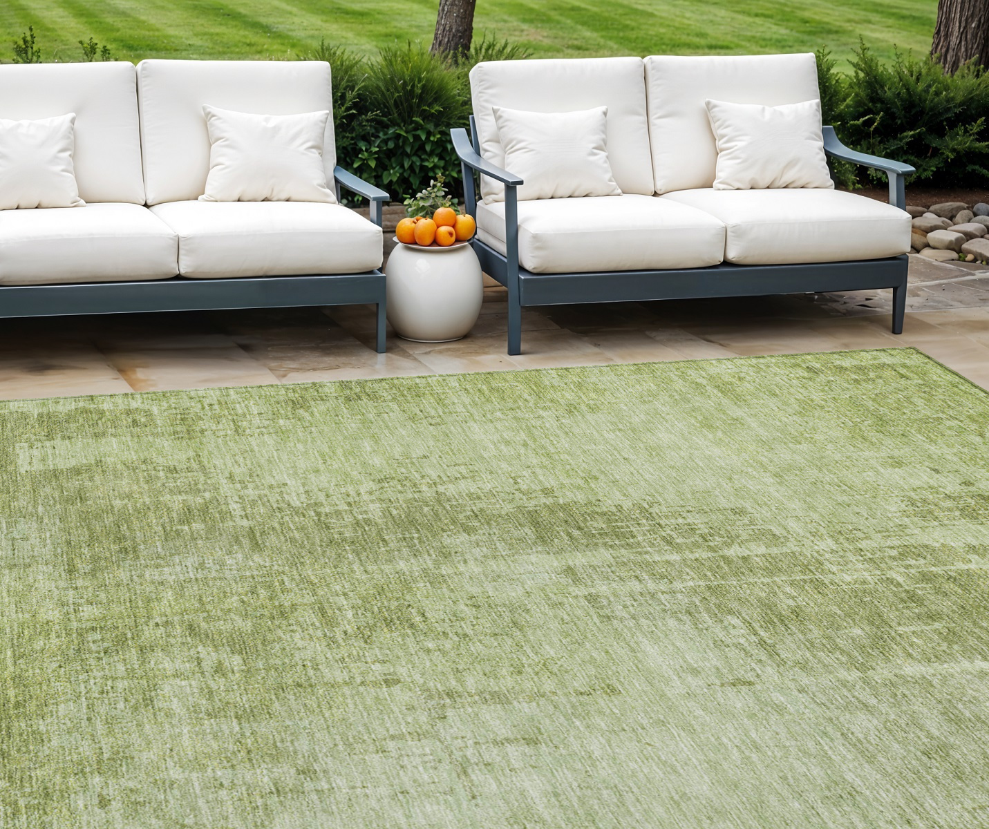 9' X 12' Sage And Green Abstract Washable Indoor Outdoor Area Rug-587300-1