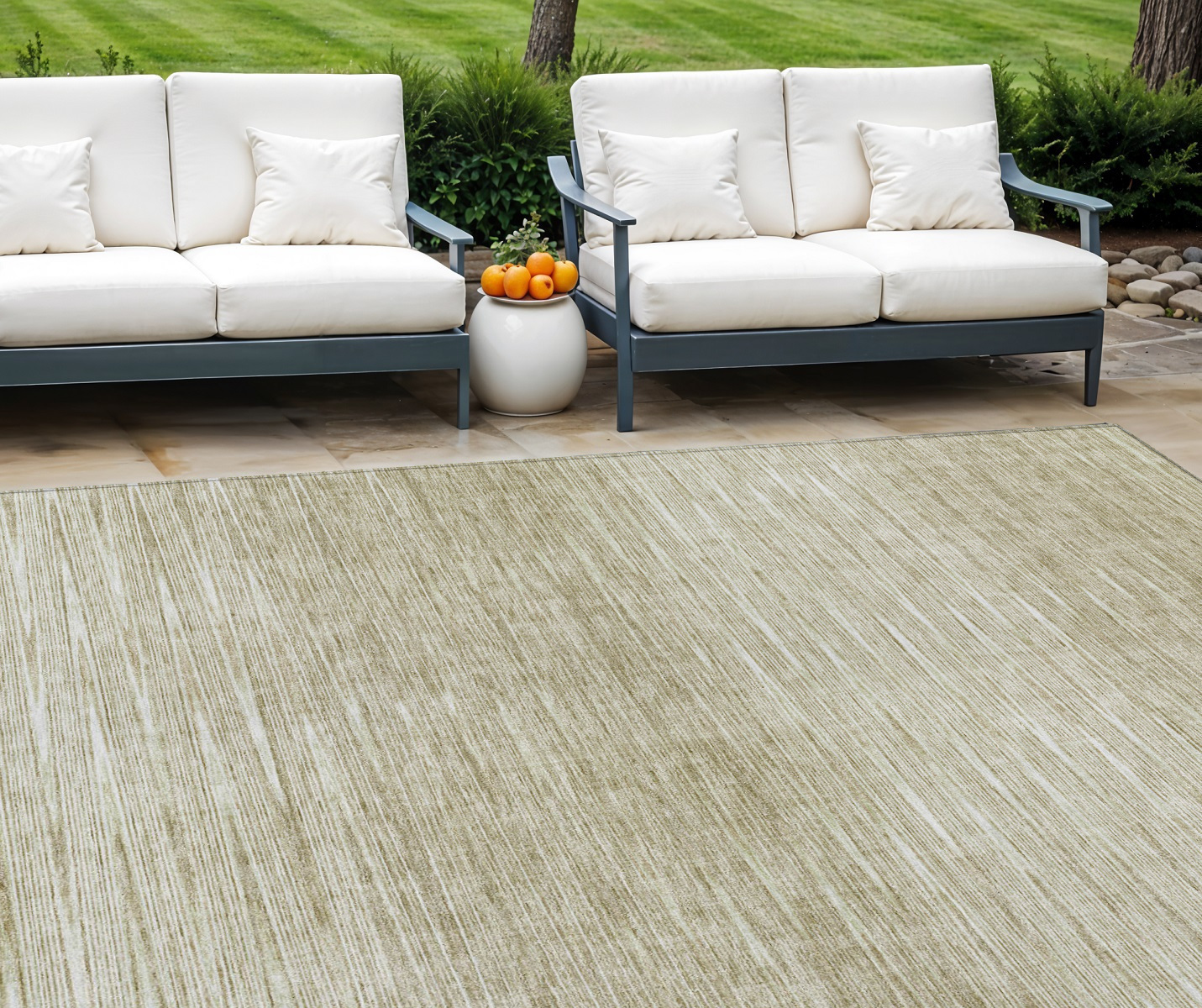 9' X 12' Khaki And Beige Abstract Washable Indoor Outdoor Area Rug-587420-1
