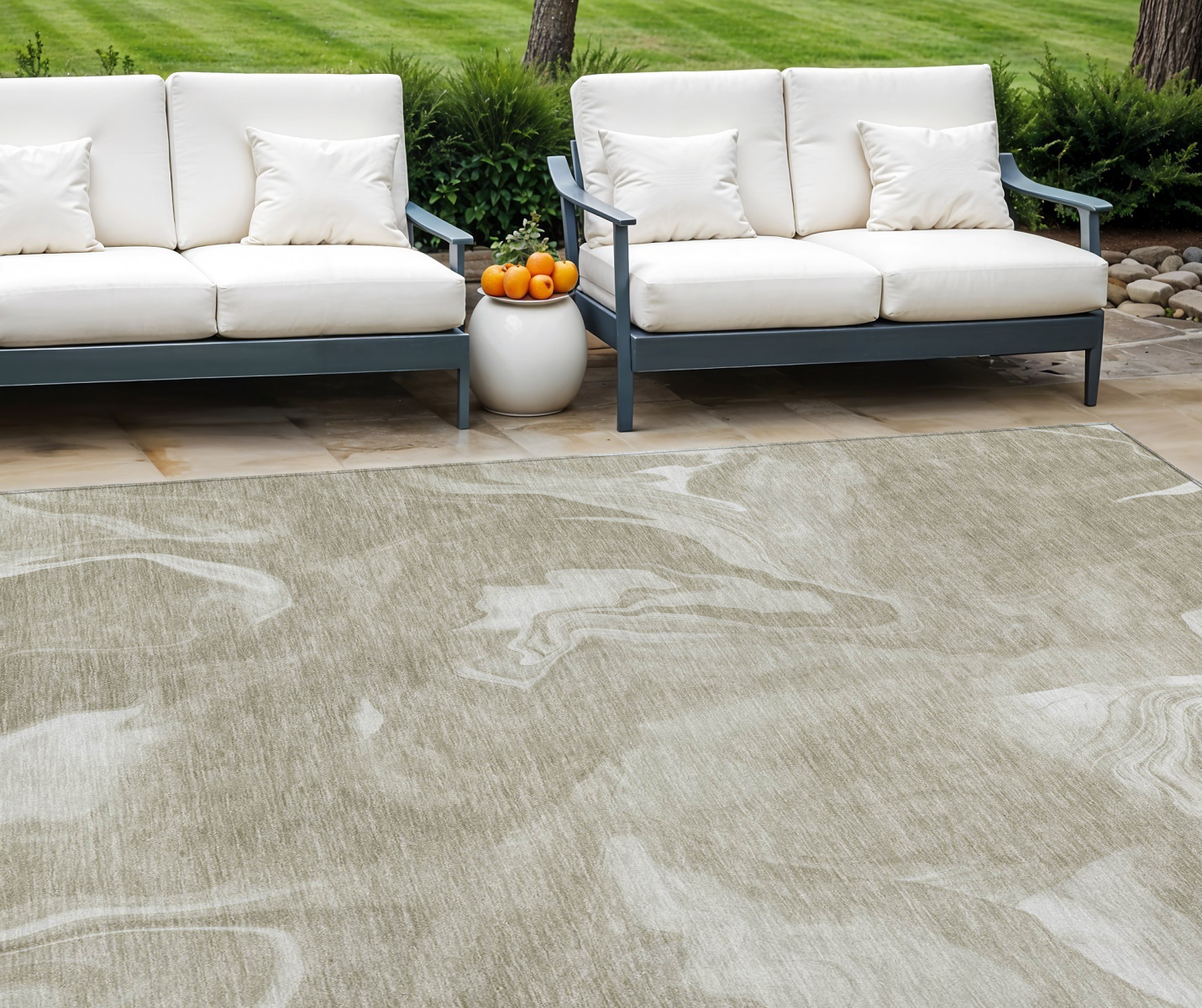 8' X 10' Taupe And Beige Abstract Washable Indoor Outdoor Area Rug-587497-1