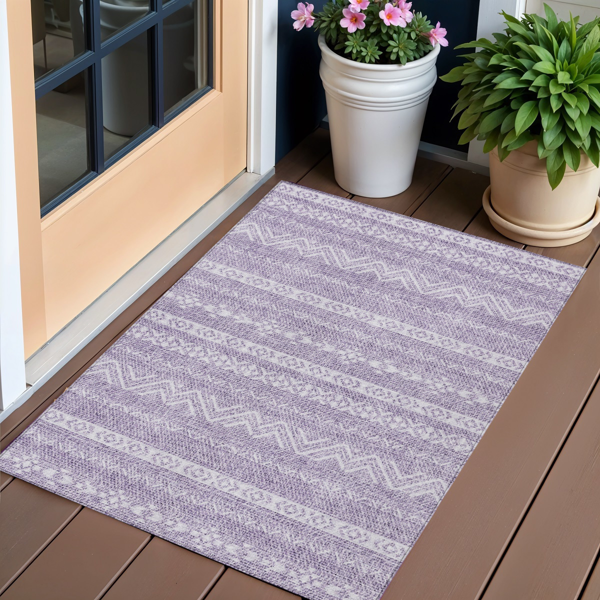 3' X 5' Purple And Lavender Southwestern Washable Indoor Outdoor Area Rug-587554-1