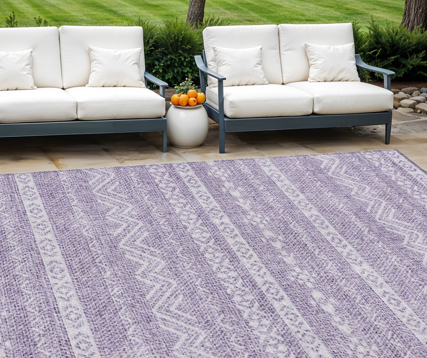 9' X 12' Purple And Lavender Southwestern Washable Indoor Outdoor Area Rug-587558-1