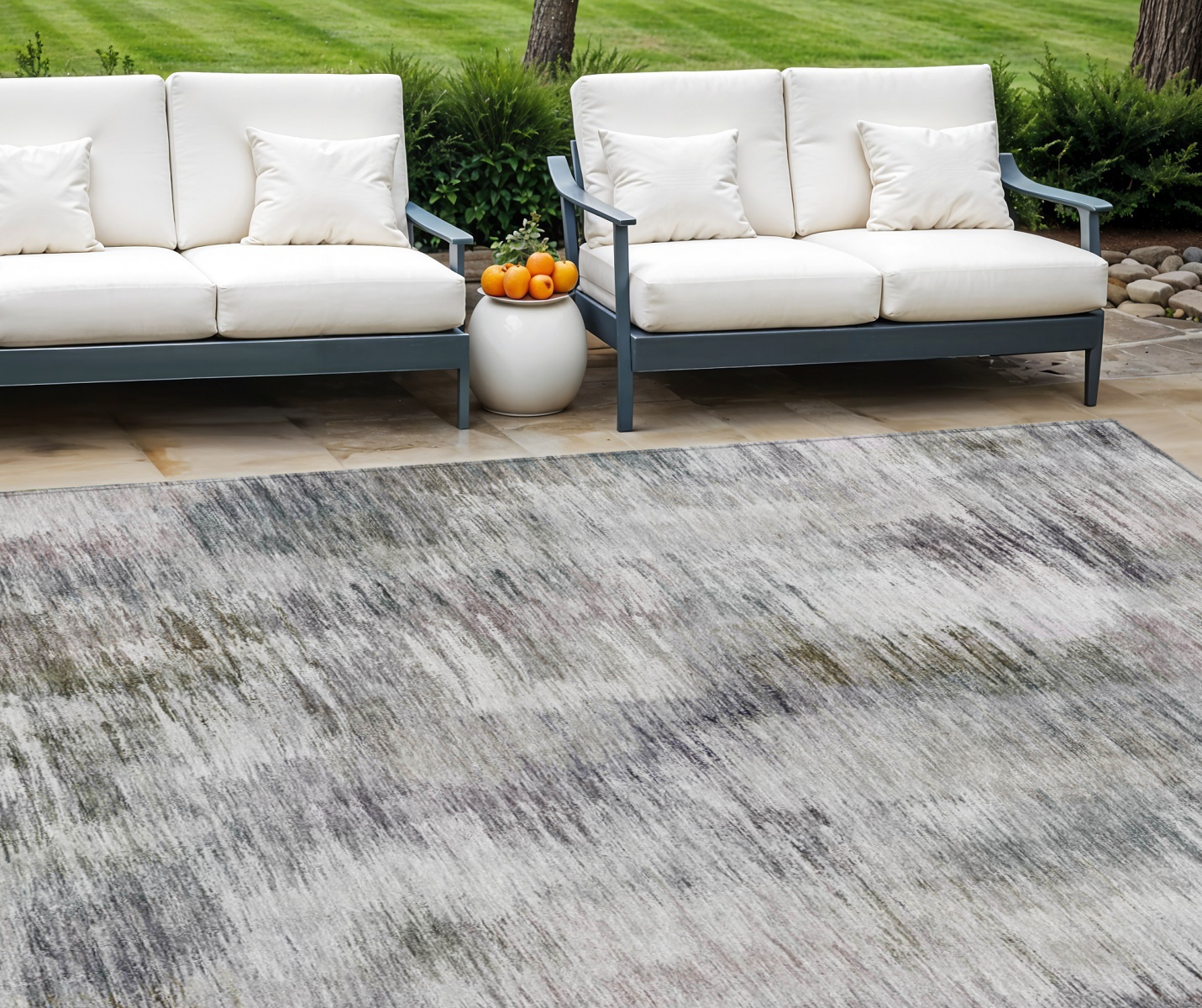 8' X 10' Taupe Gray And Silver Abstract Washable Indoor Outdoor Area Rug-587863-1