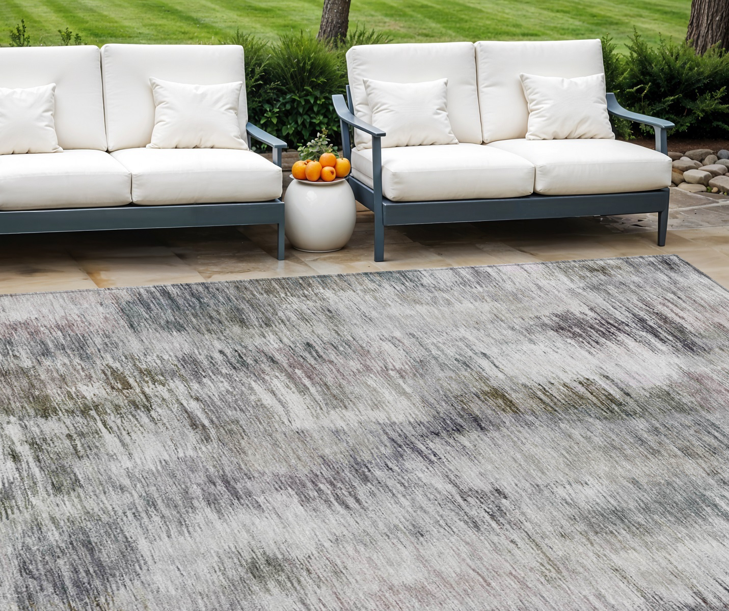 10' X 14' Taupe Gray And Silver Abstract Washable Indoor Outdoor Area Rug-587865-1