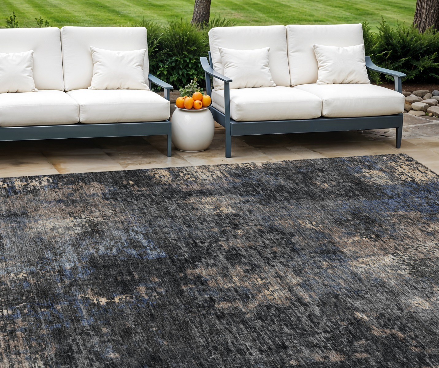 10' X 14' Charcoal Gray And Silver Abstract Washable Indoor Outdoor Area Rug-587895-1