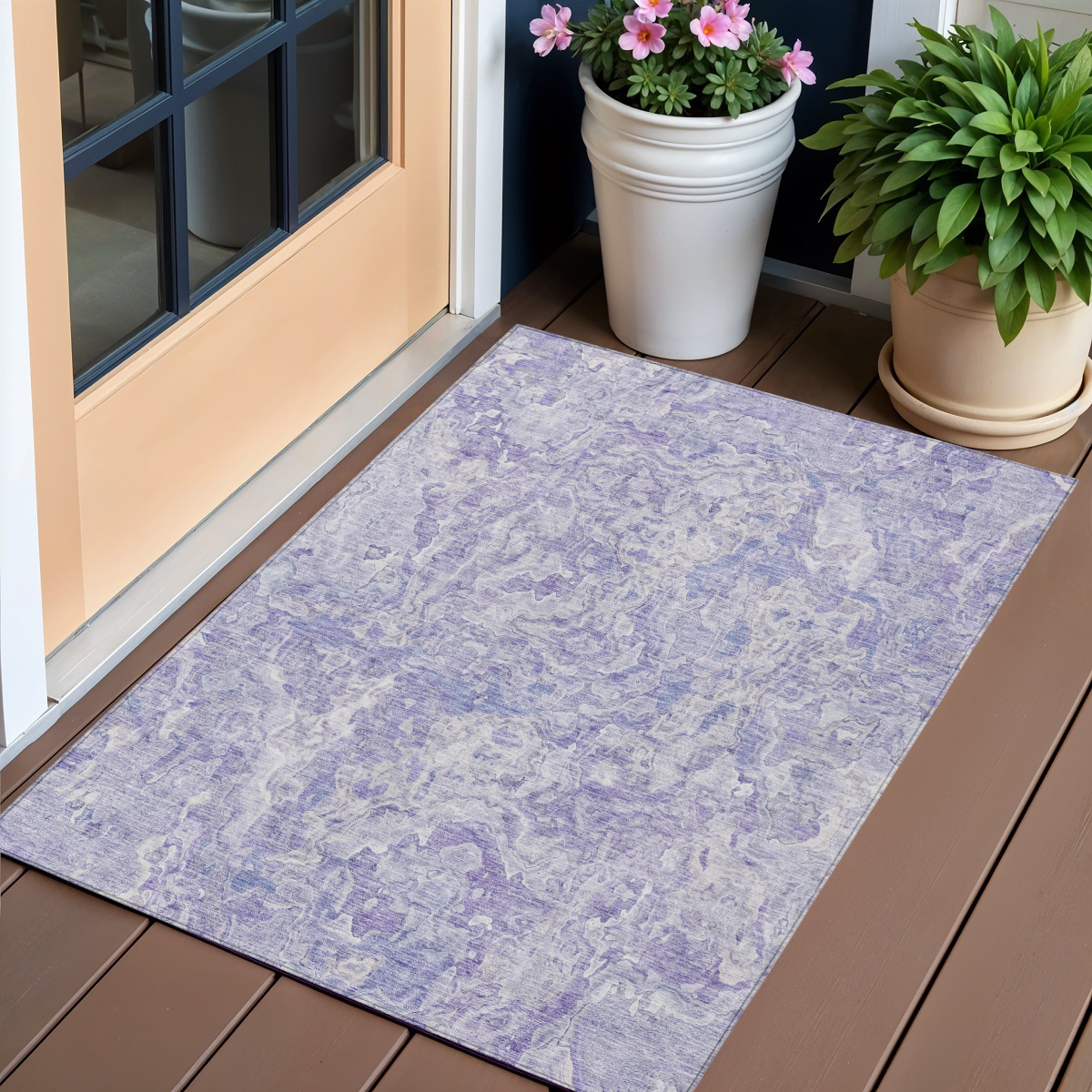 3' X 5' Plum Purple And Lavender Abstract Washable Indoor Outdoor Area Rug-588474-1