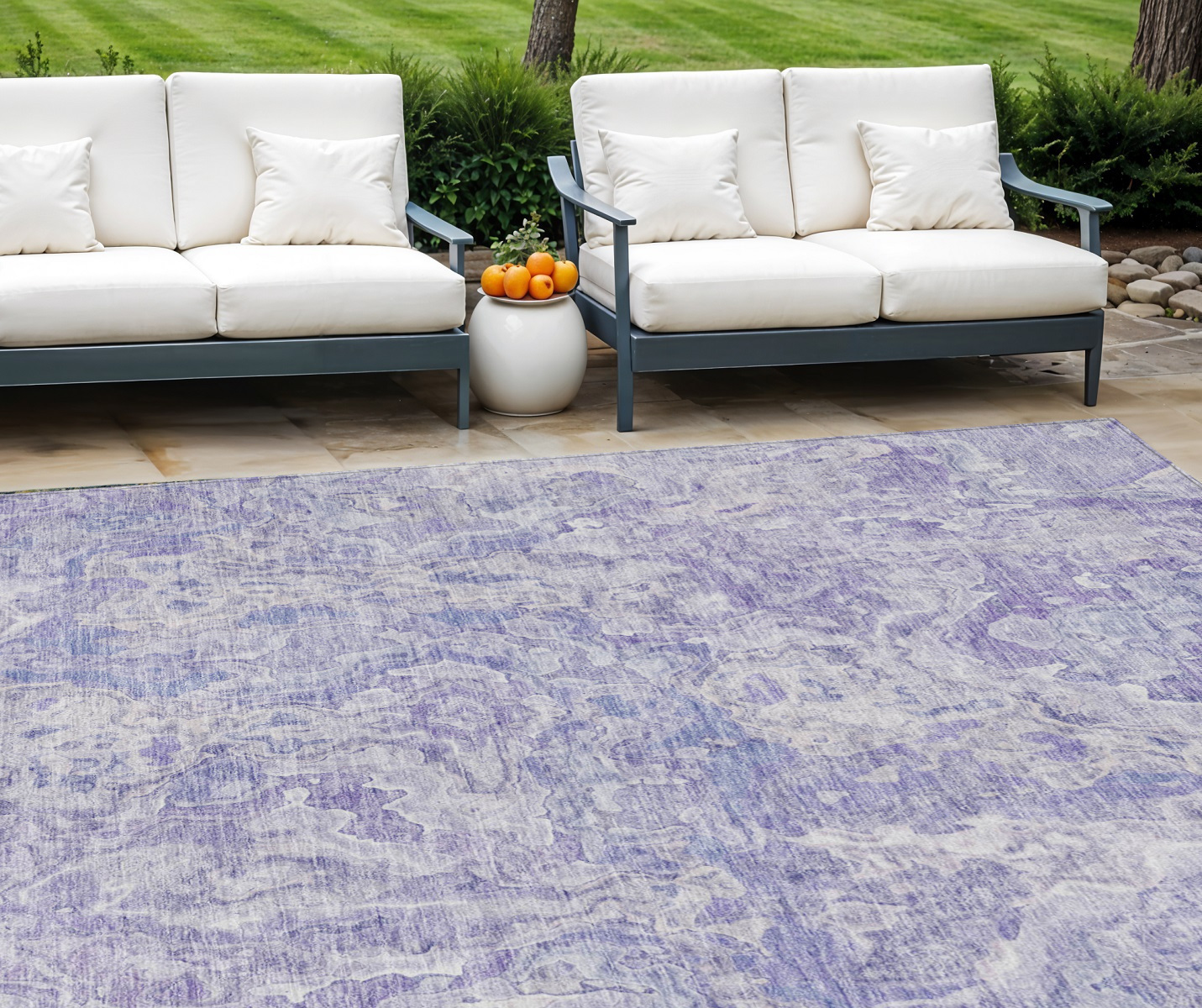 8' X 10' Plum Purple And Lavender Abstract Washable Indoor Outdoor Area Rug-588477-1