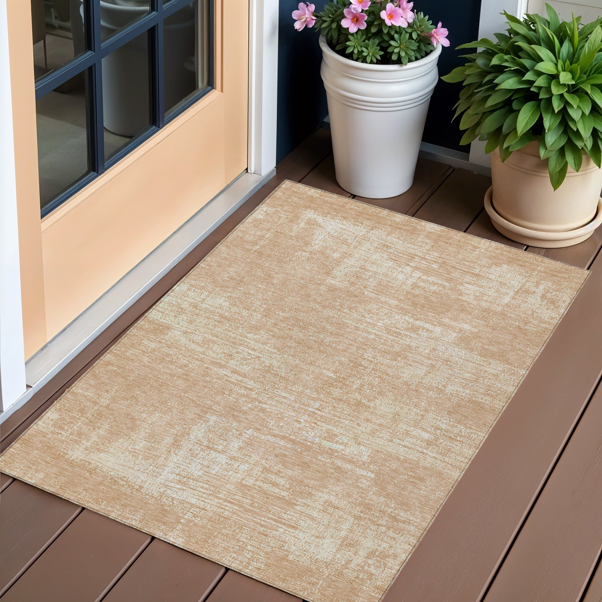 3' X 5' Coral And Salmon Abstract Washable Indoor Outdoor Area Rug-588774-1