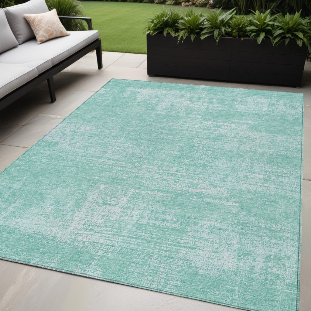 5' X 8' Turquoise And Teal Blue Abstract Washable Indoor Outdoor Area Rug-588799-1