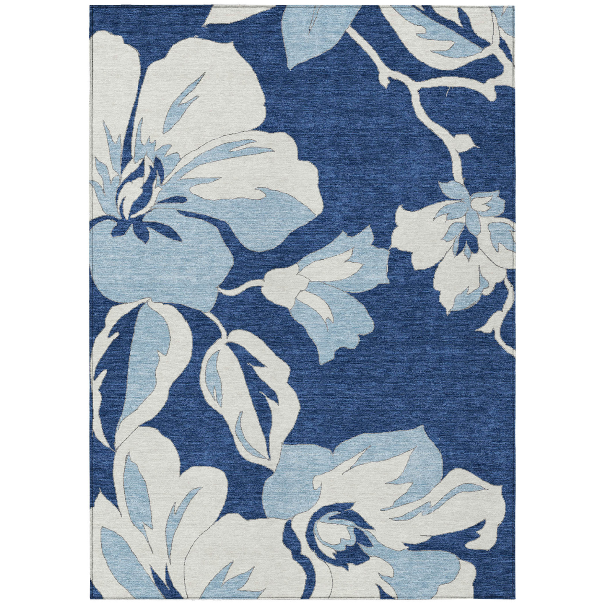 2' X 10' Ivory And Blue Floral Indoor Outdoor Area Rug 2' X 10' Ivory And Blue Floral Indoor Outdoor Area Rug