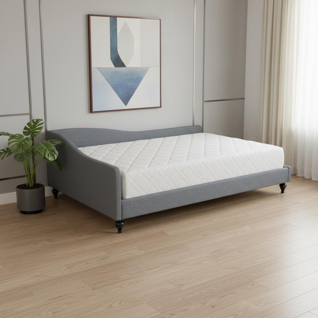 Gray Tufted Upholstered Full Day Bed | HomeRoots