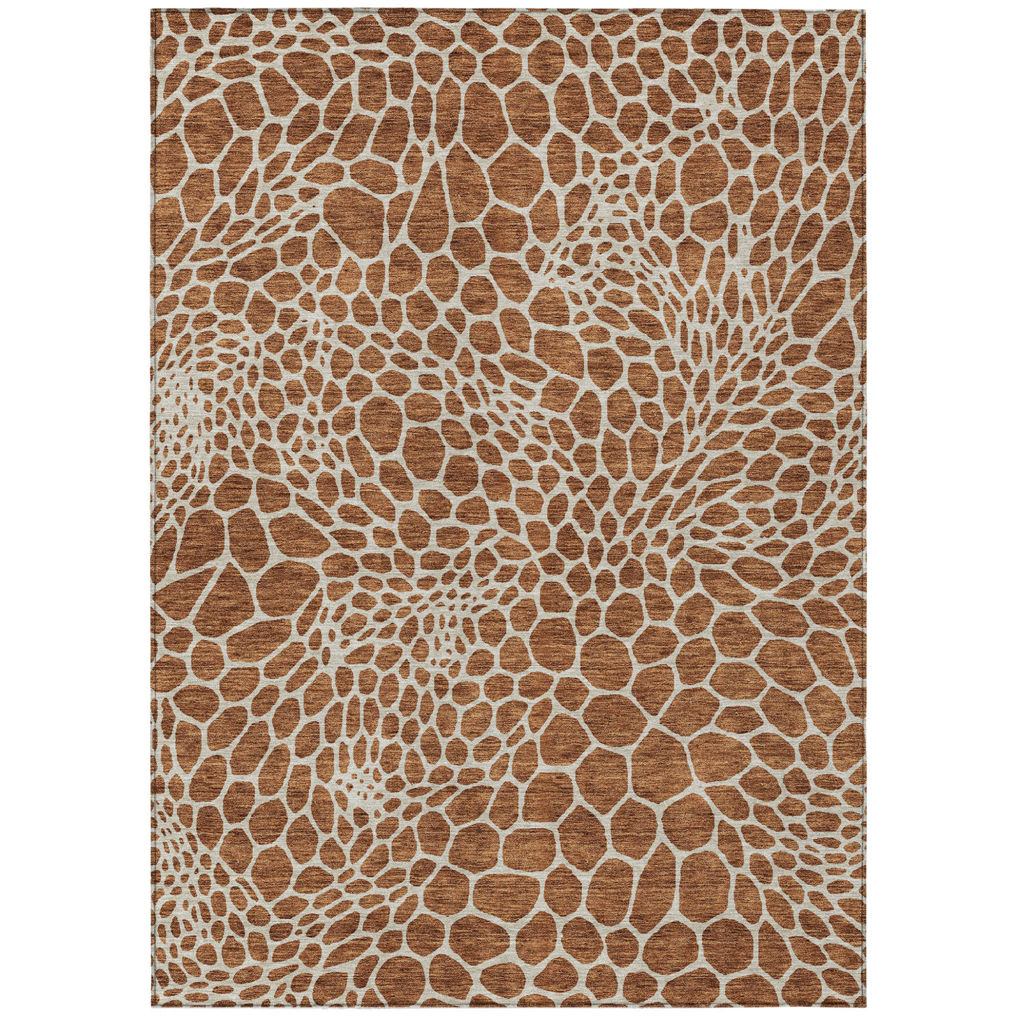 5' X 8' Brown And Beige Geometric Washable Indoor Outdoor Area Rug-595110-1