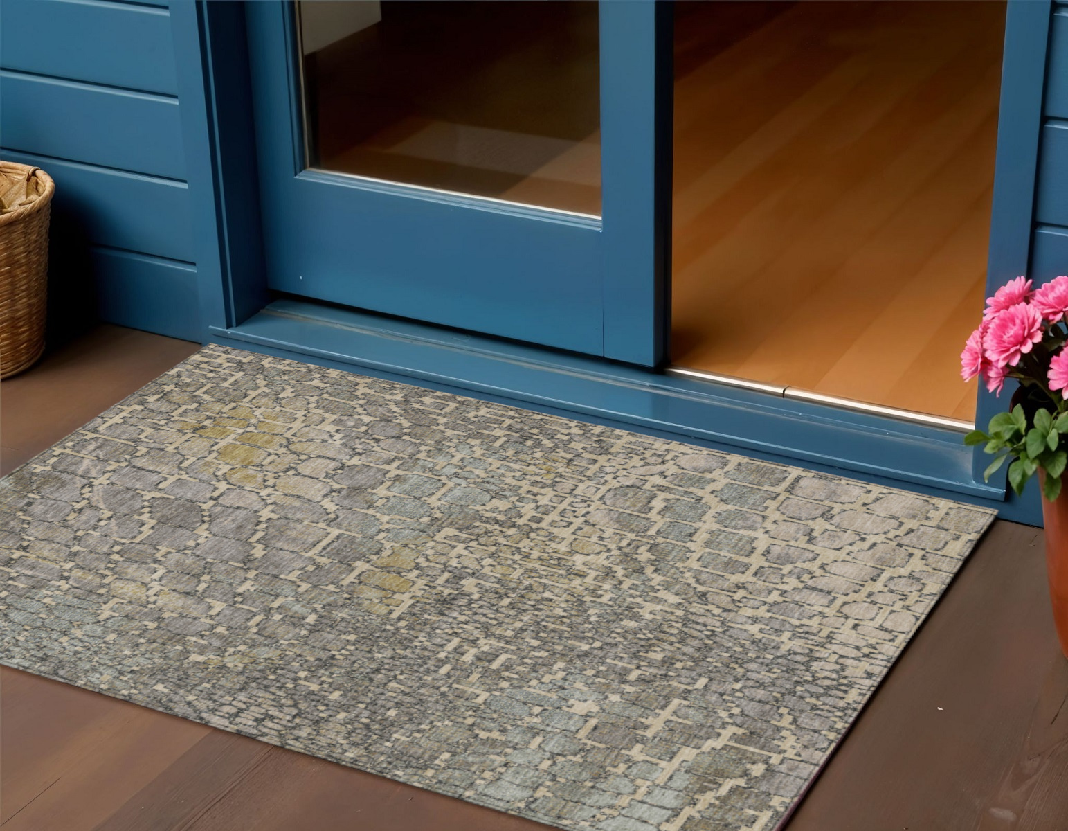 3' X 5' Ivory Gray And Black Abstract Washable Indoor Outdoor Area Rug-596818-1