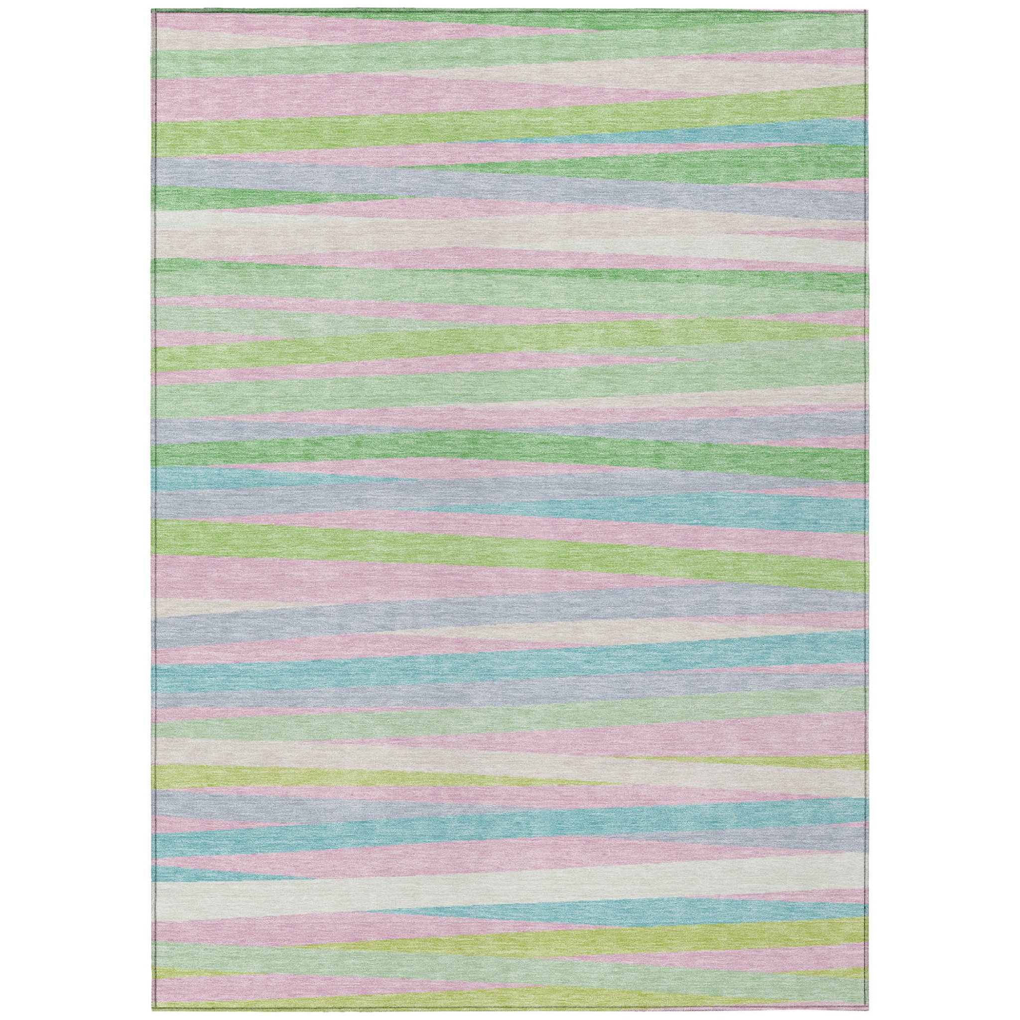 9' X 12' Mint Green Pink And Blue Striped Washable Indoor Outdoor Area Rug-597341-1