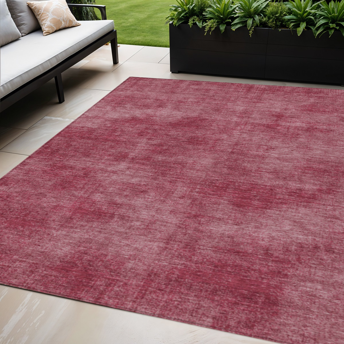 5' X 8' Red Washable Indoor Outdoor Area Rug-598813-1