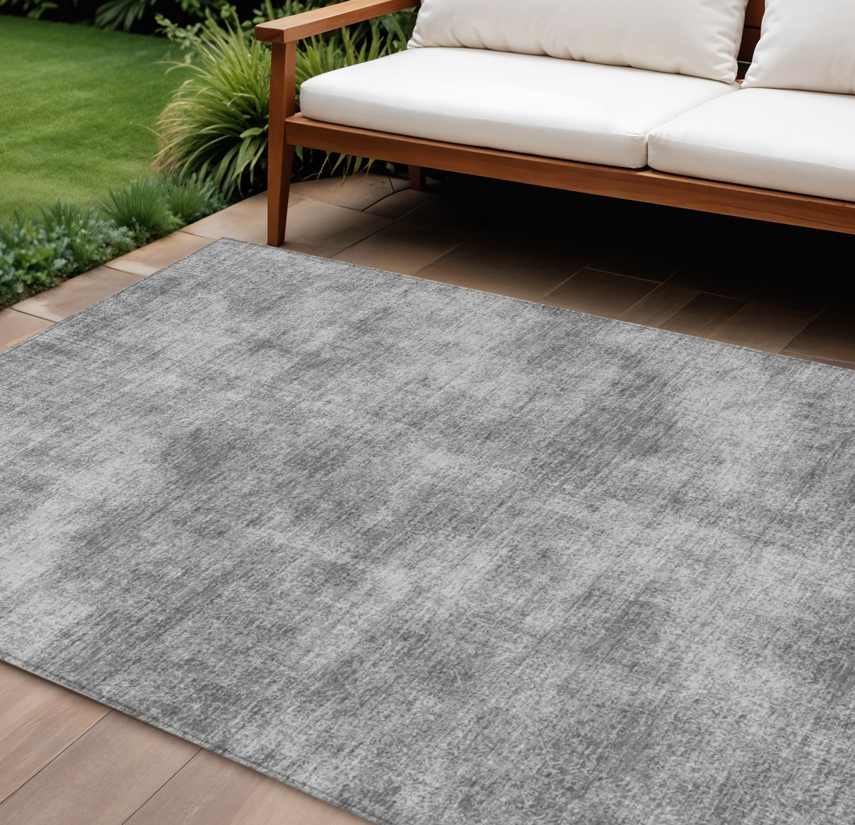 10' X 14' Gray Washable Indoor Outdoor Area Rug-598829-1
