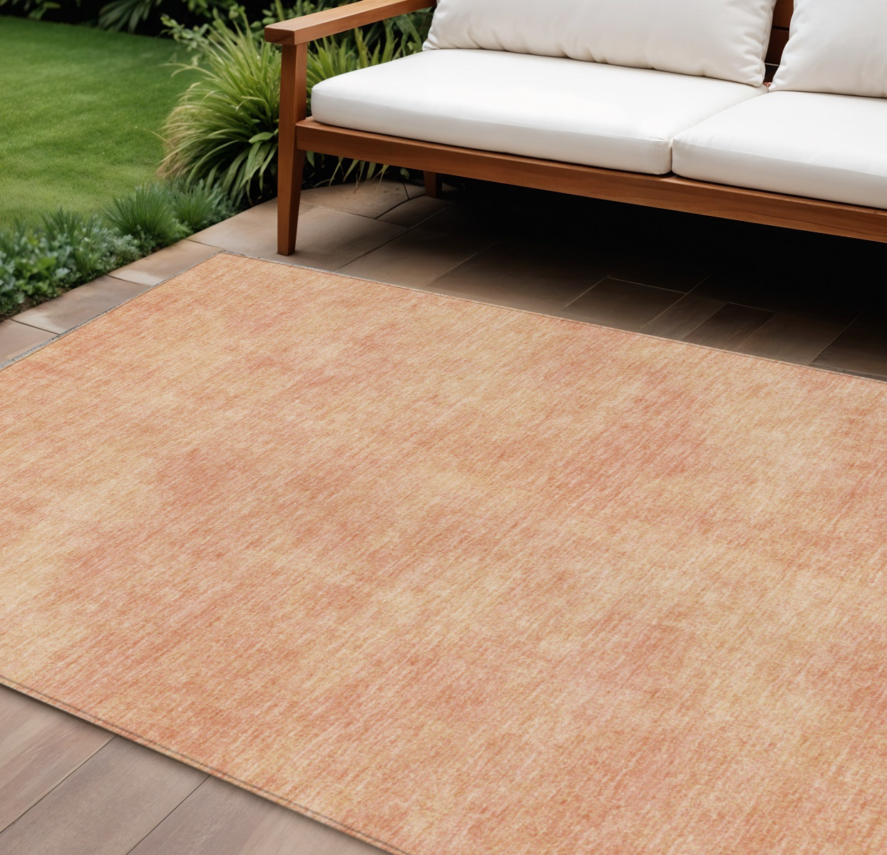 8' X 10' Peach Washable Indoor Outdoor Area Rug-598839-1