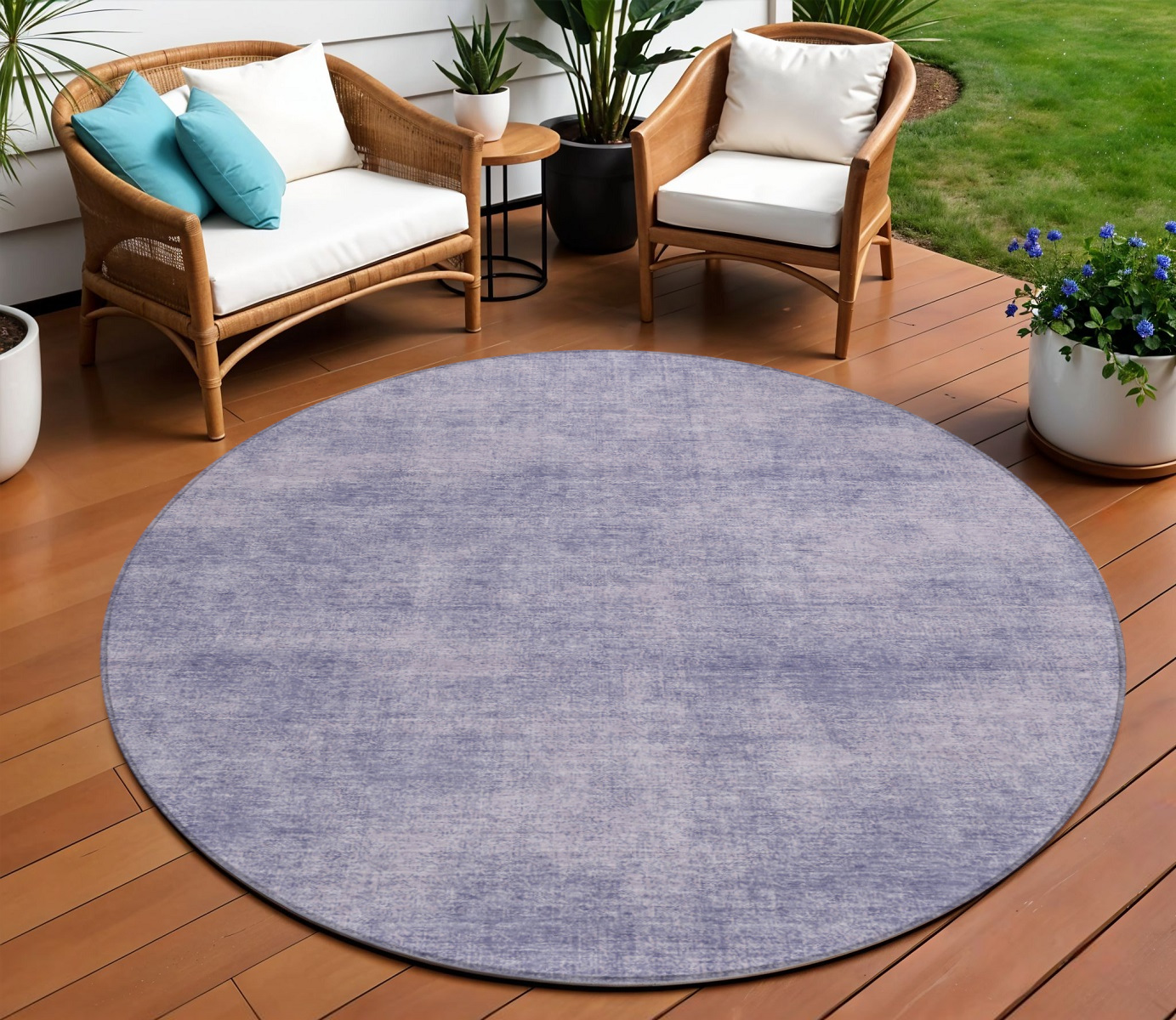 8' Purple Round Washable Indoor Outdoor Area Rug-598856-1