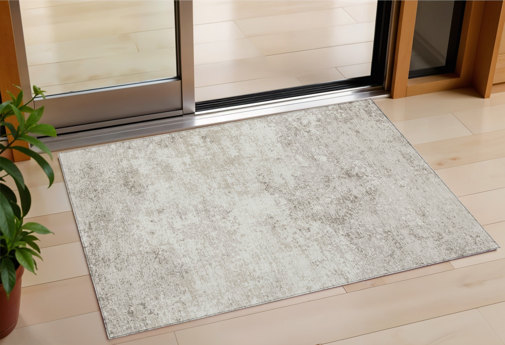 3' X 5' Ivory And Beige Abstract Washable Indoor Outdoor Area Rug-599502-1