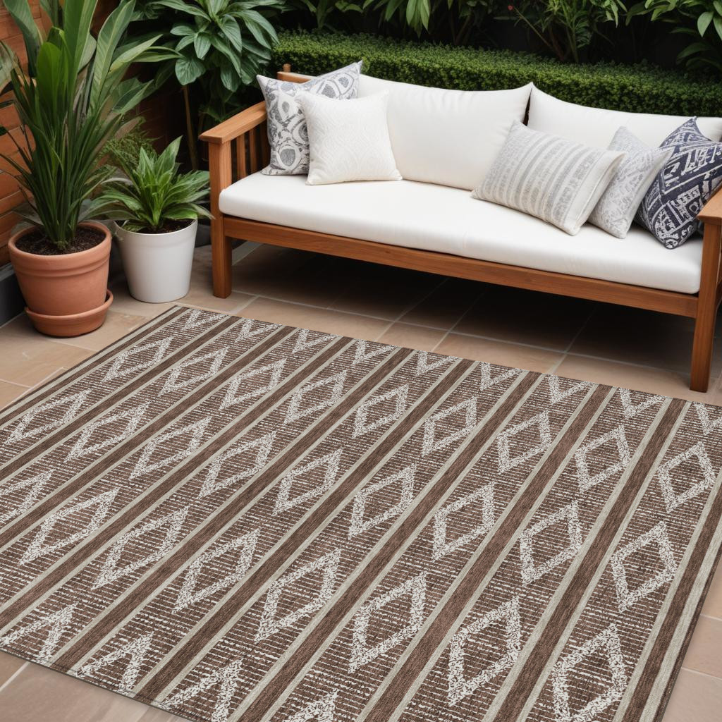 8' X 12' Brown Indoor Outdoor Area Rug