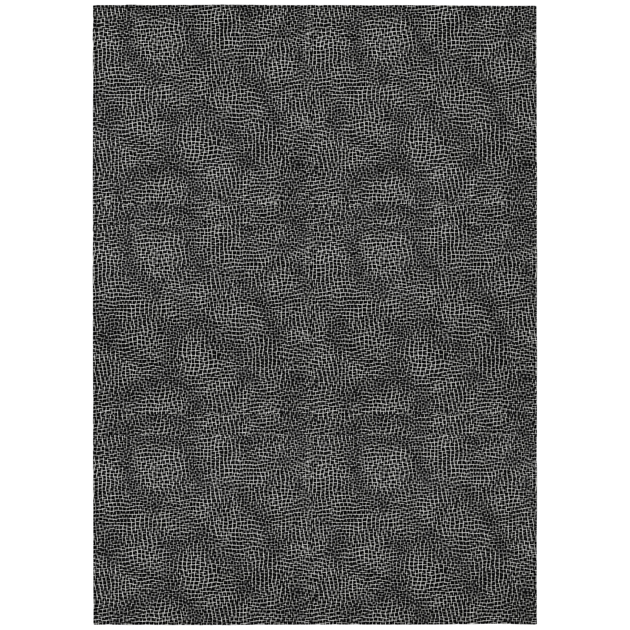 5' X 8' Black And Ivory Geometric Washable Indoor Outdoor Area Rug-602342-1