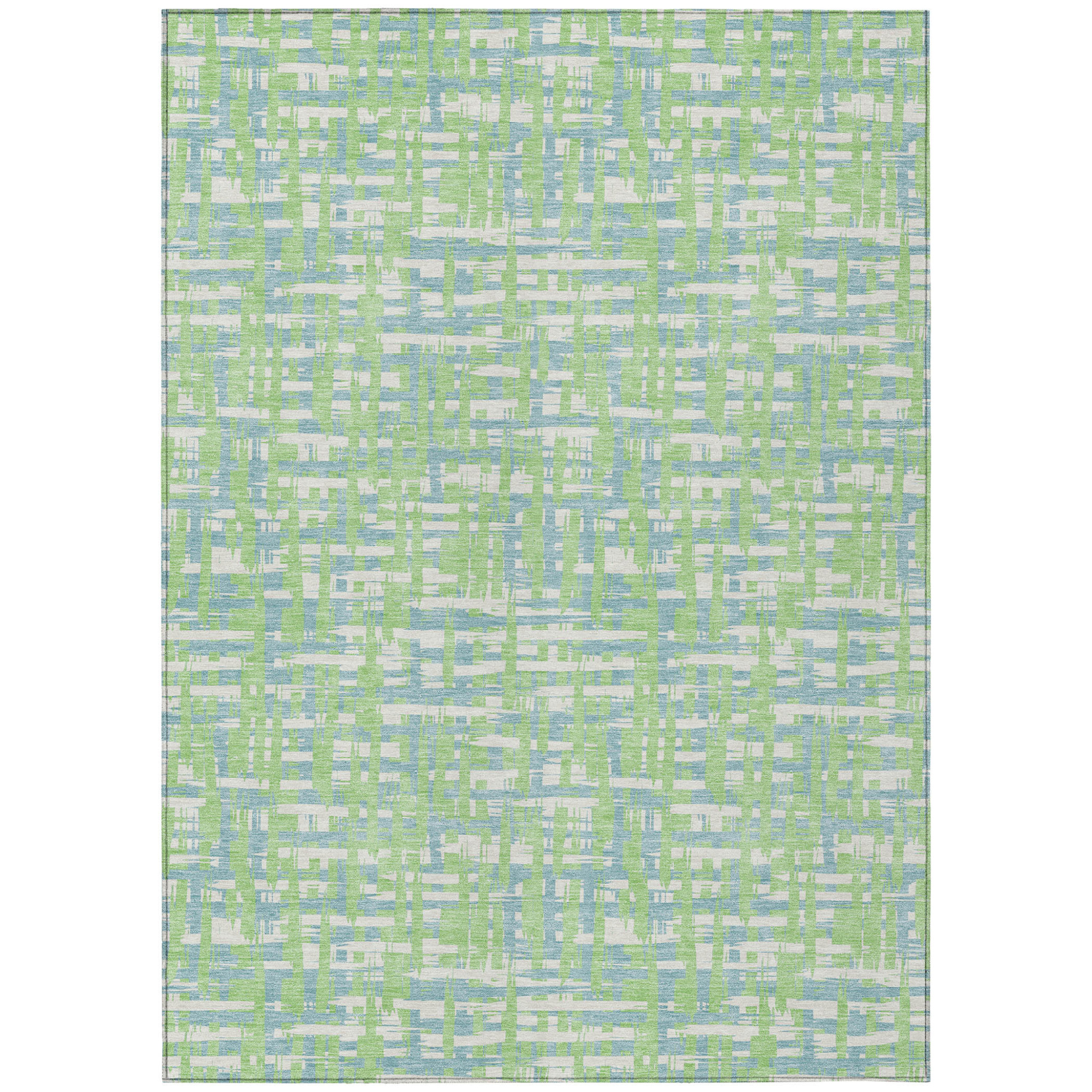 10' X 14' Mint Green Blue And Beige Abstract Washable Indoor Outdoor Area Rug-602574-1