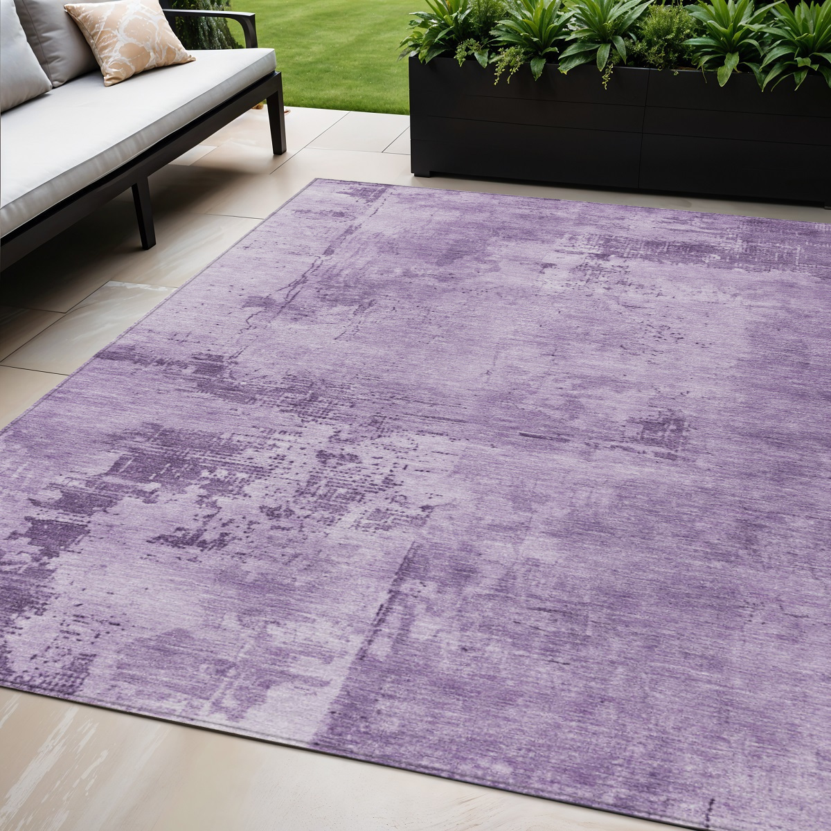 5' X 8' Lavender And Purple Abstract Washable Indoor Outdoor Area Rug-602720-1
