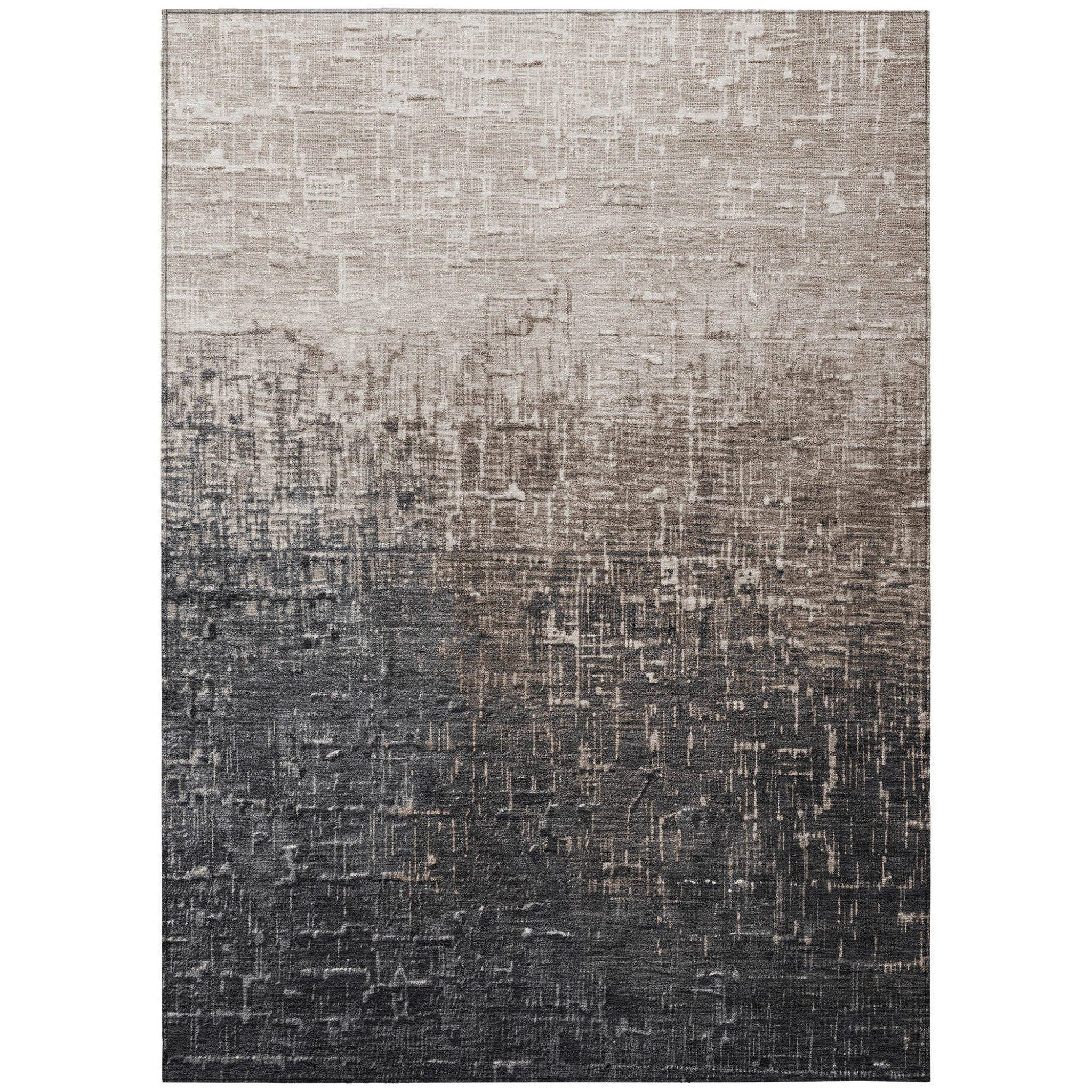 9' X 12' Khaki And Dark Gray Ombre Washable Indoor Outdoor Area Rug-602879-1