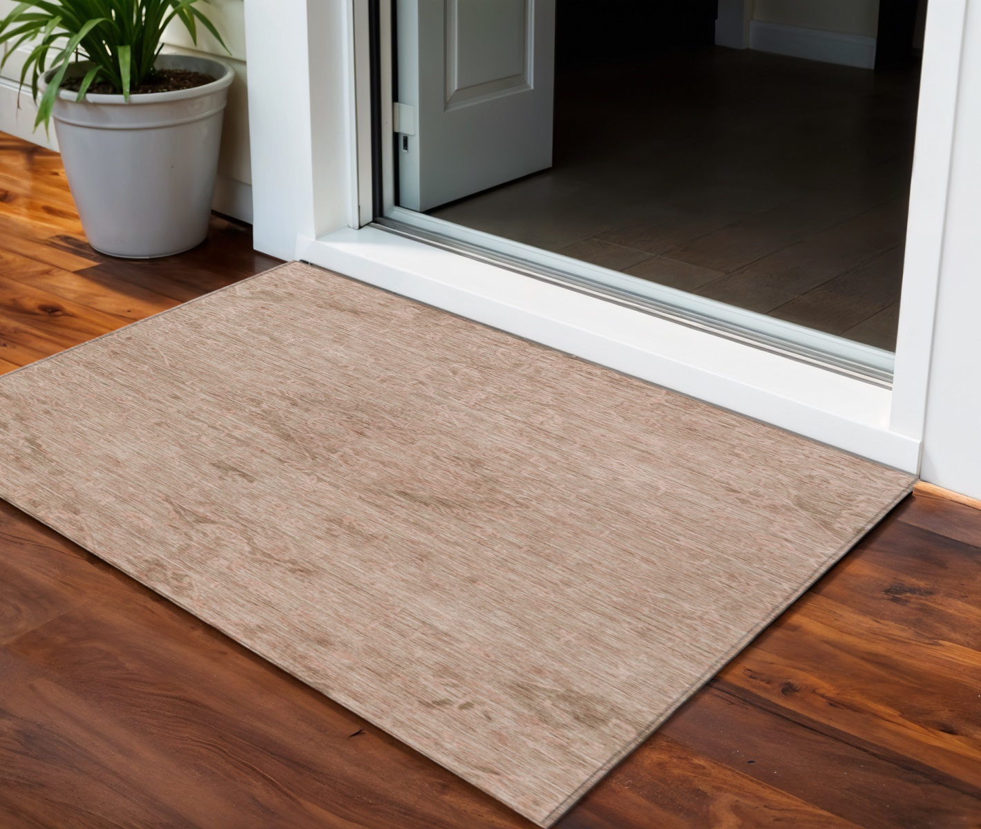 3' X 5' Coral And Tan Floral Washable Indoor Outdoor Area Rug-604216-1