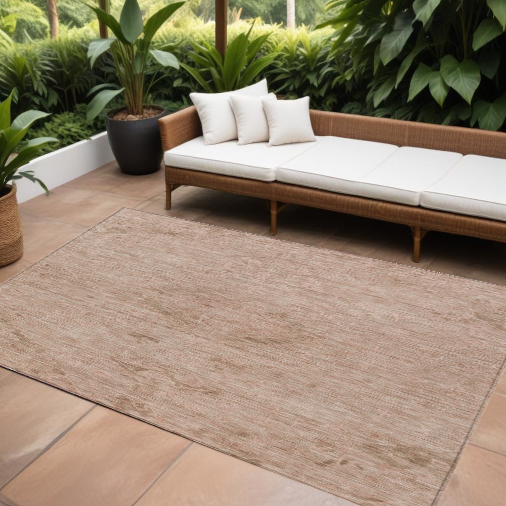 8' X 10' Coral And Tan Floral Washable Indoor Outdoor Area Rug-604219-1