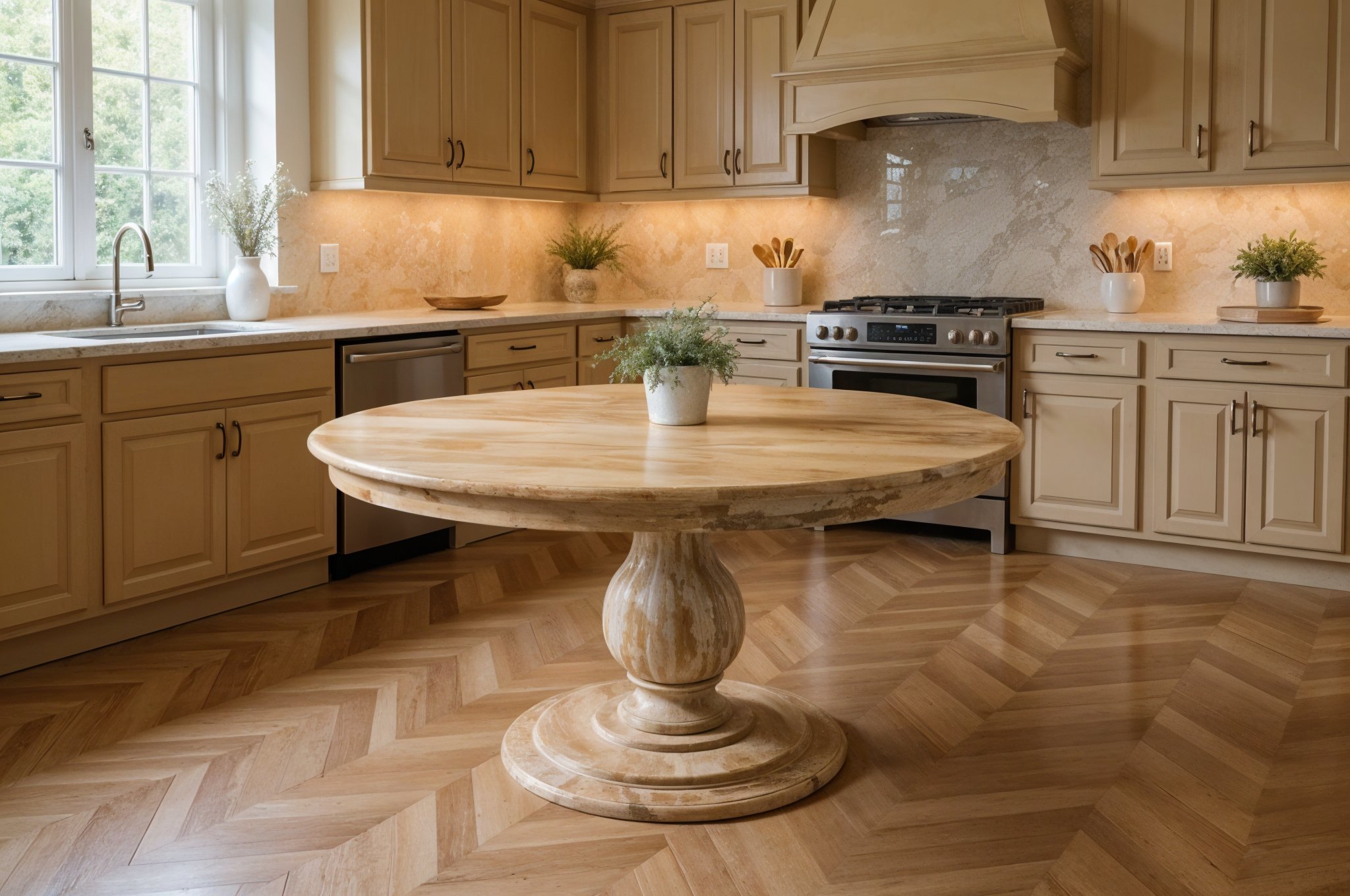 60" Natural Solid Wood Pedestal Base Round Top Dining Table | HomeRoots