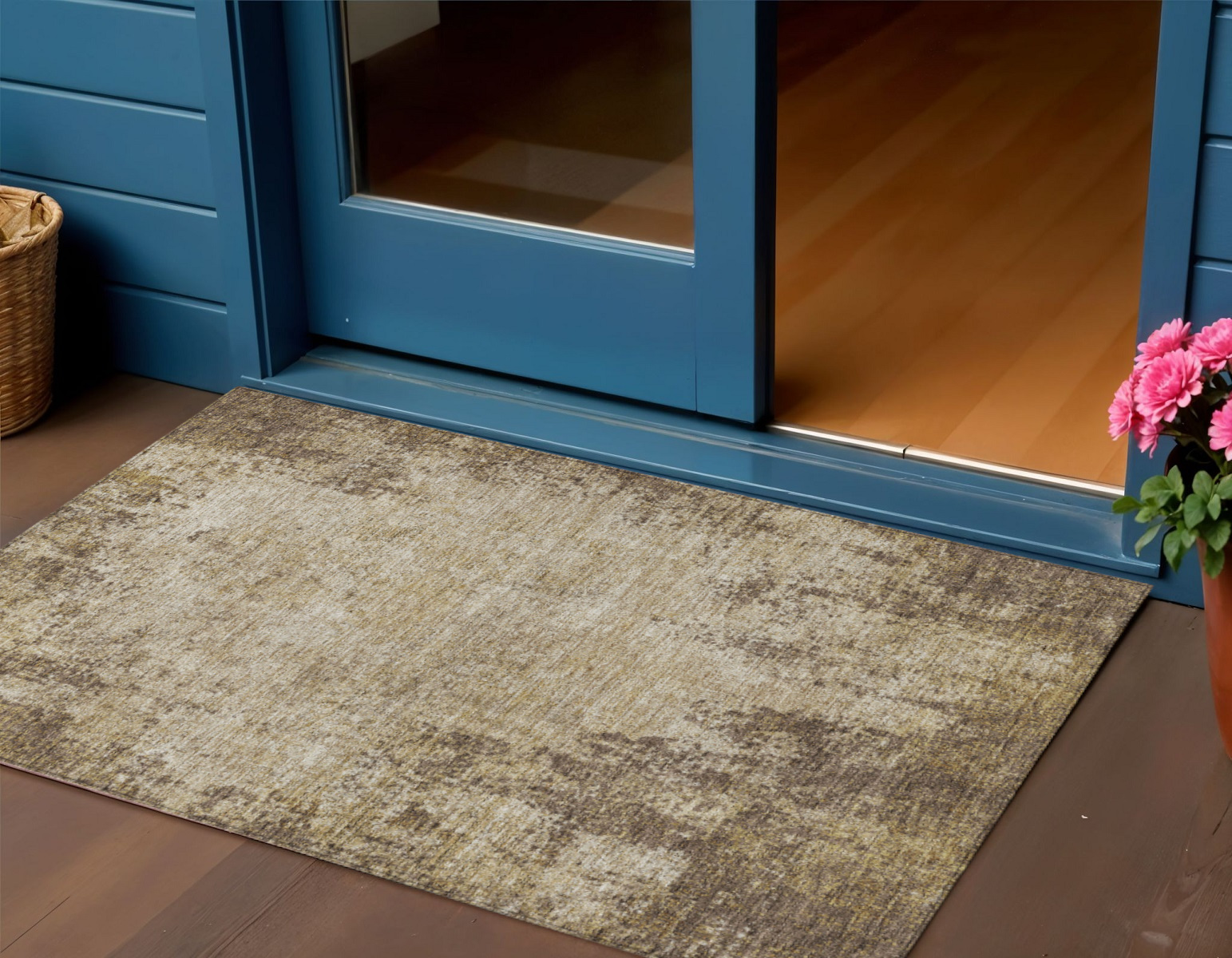 3' X 5' Brown And Beige Abstract Washable Indoor Outdoor Area Rug-612310-1