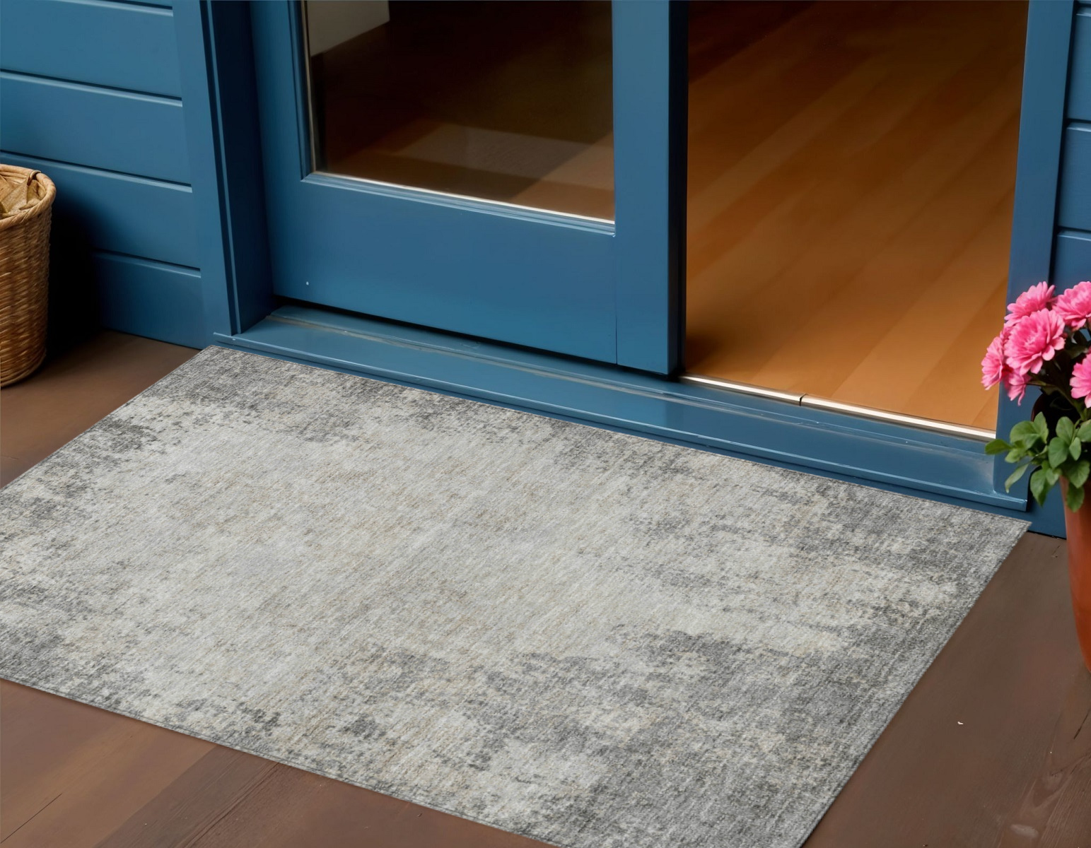3' X 5' Gray And Ivory Abstract Washable Indoor Outdoor Area Rug-612328-1