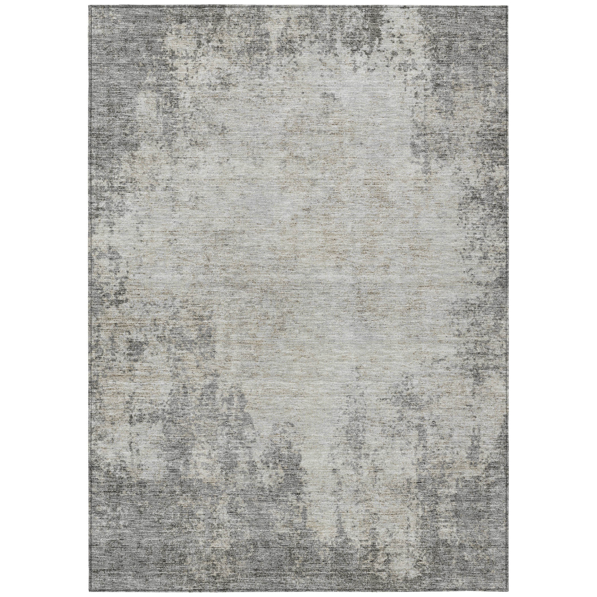 9' X 12' Gray And Ivory Abstract Washable Indoor Outdoor Area Rug-612332-1