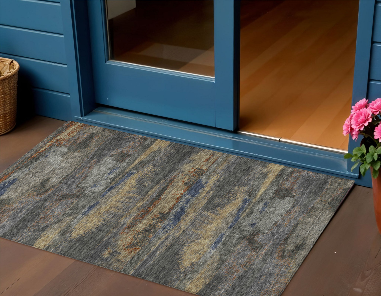 3' X 5' Graphite And Gray Abstract Washable Indoor Outdoor Area Rug-612503-1