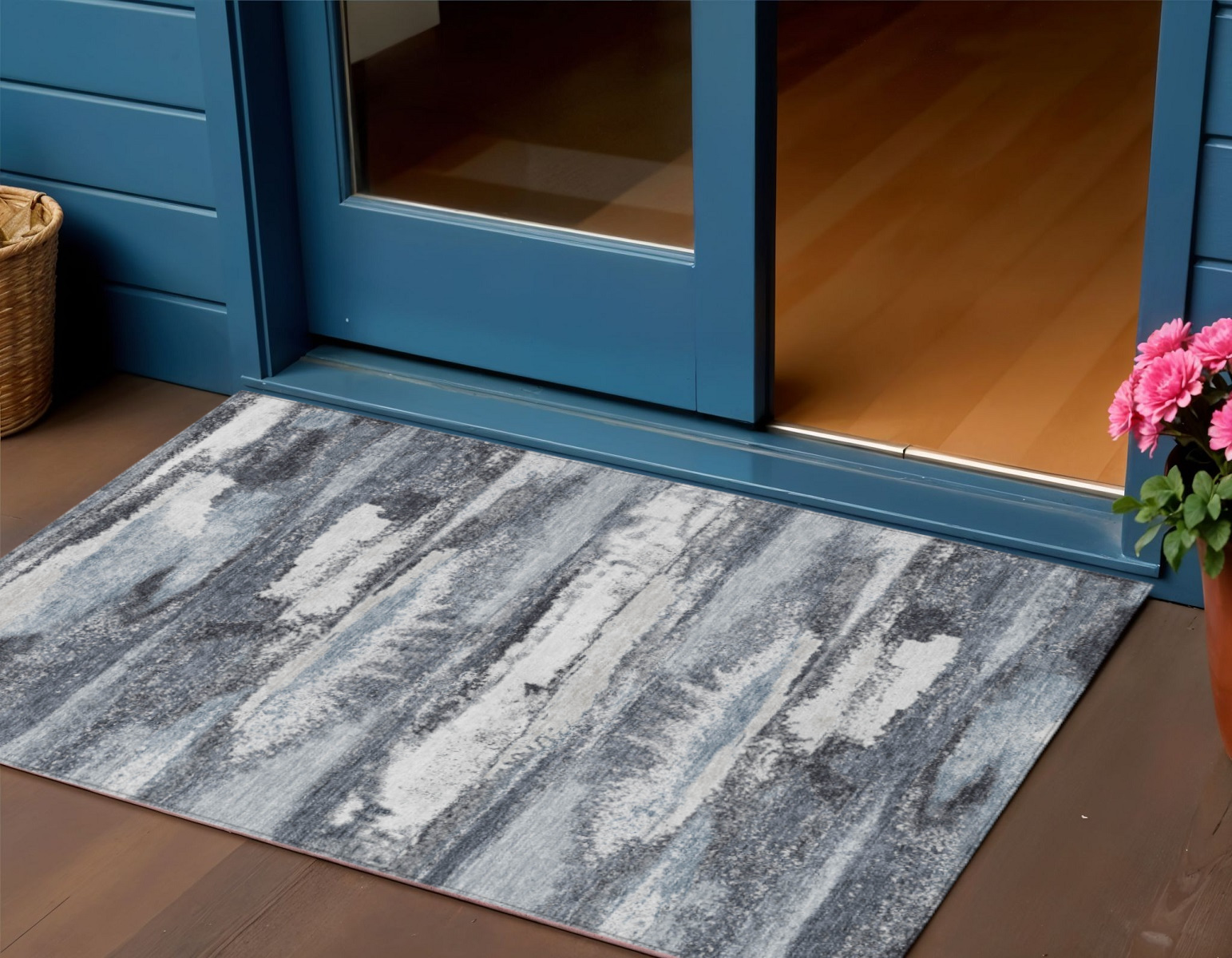 3' X 5' Gray And Silver Abstract Washable Indoor Outdoor Area Rug-612509-1
