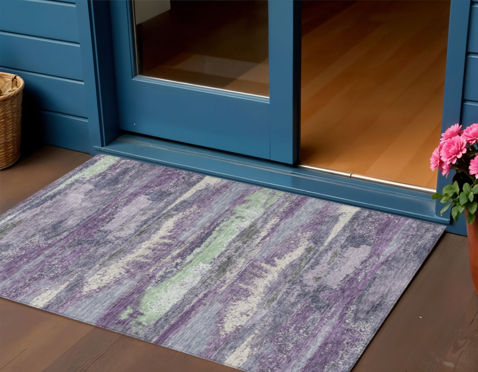3' X 5' Purple And Lavender Abstract Washable Indoor Outdoor Area Rug-612545-1