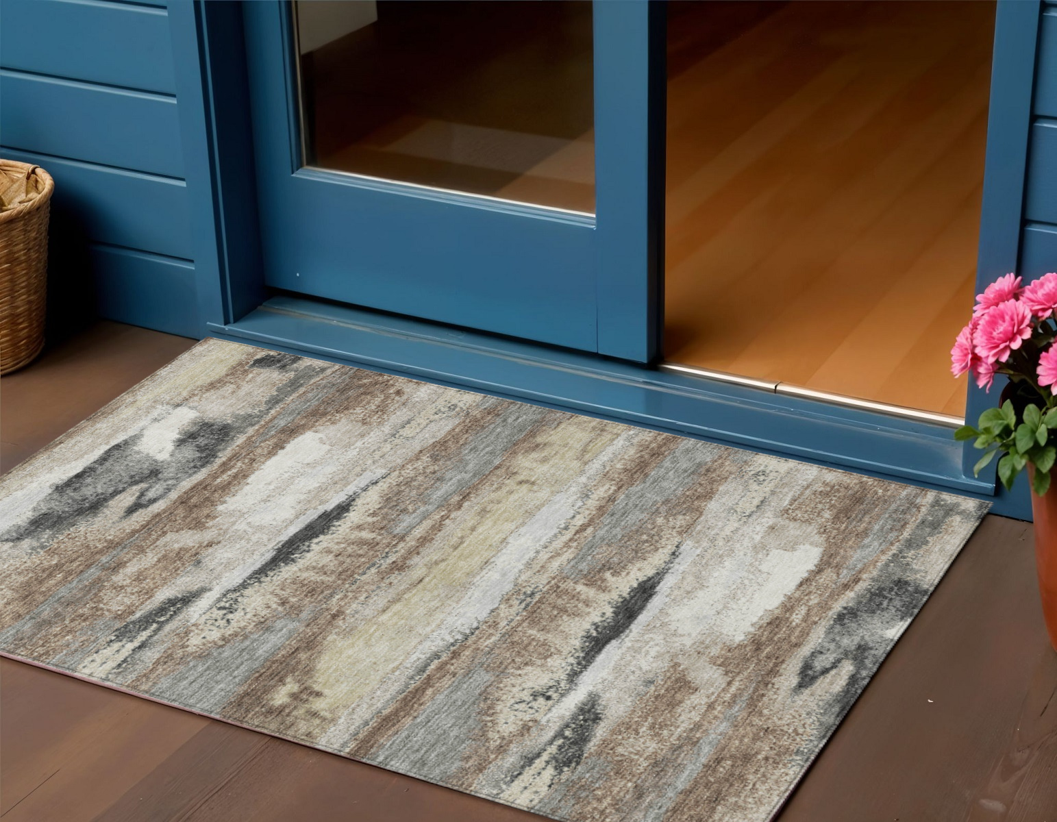 3' X 5' Taupe Beige And Ivory Abstract Washable Indoor Outdoor Area Rug-612551-1
