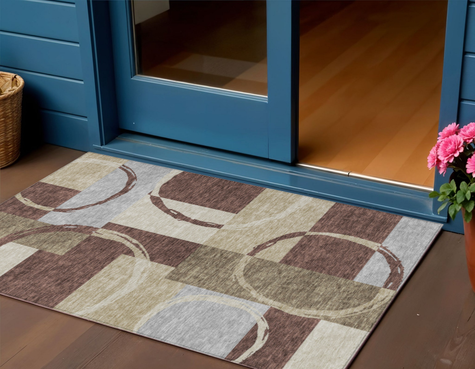 3' X 5' Brown And Ivory Geometric Washable Indoor Outdoor Area Rug-612563-1