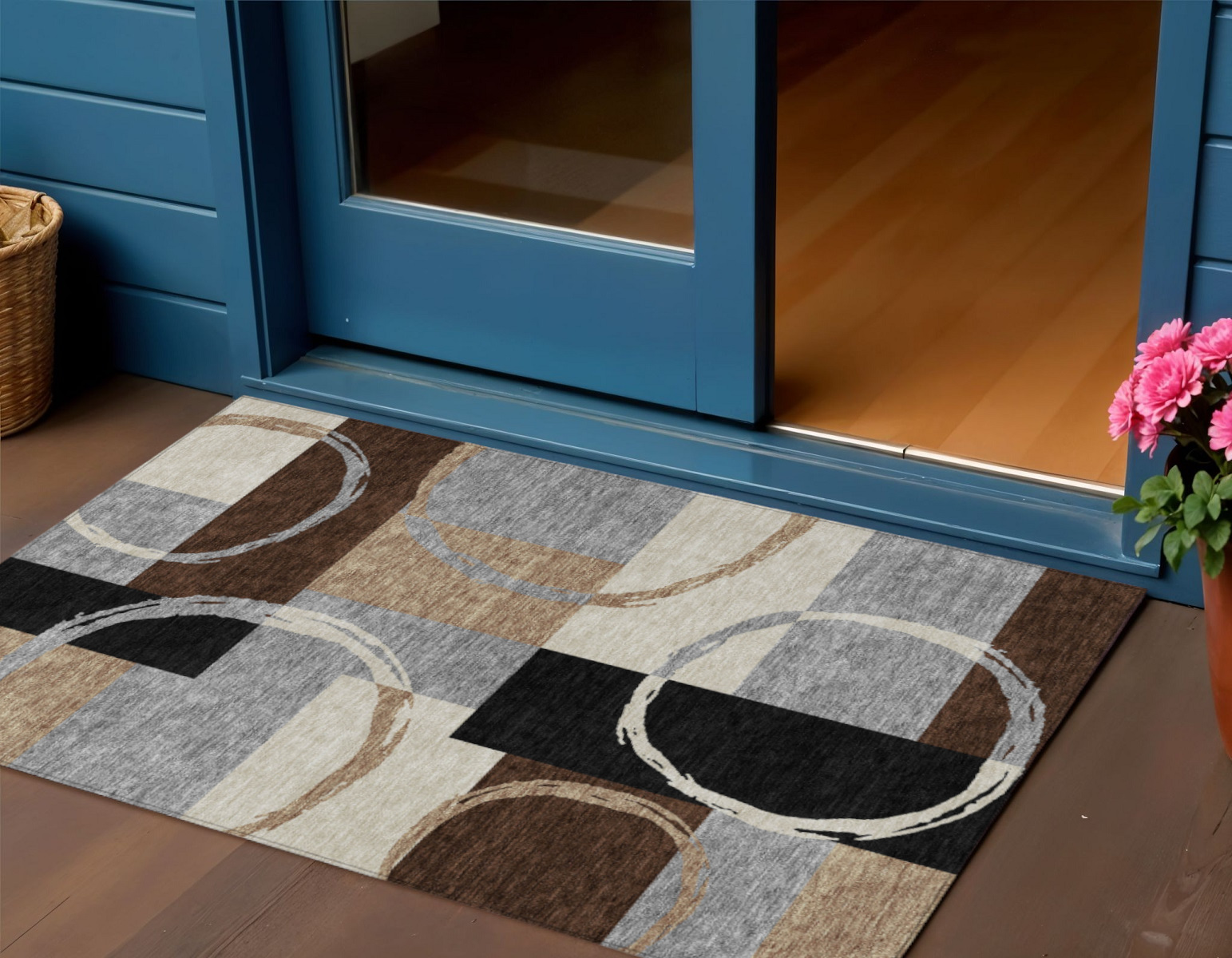 3' X 5' Pewter Gray And Black Geometric Washable Indoor Outdoor Area Rug-612587-1