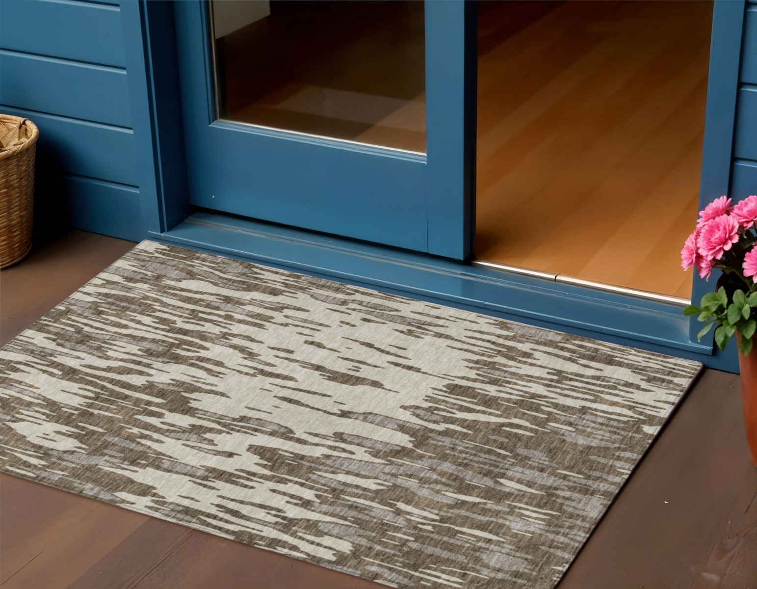 3' X 5' Brown And Ivory Abstract Washable Indoor Outdoor Area Rug-612641-1