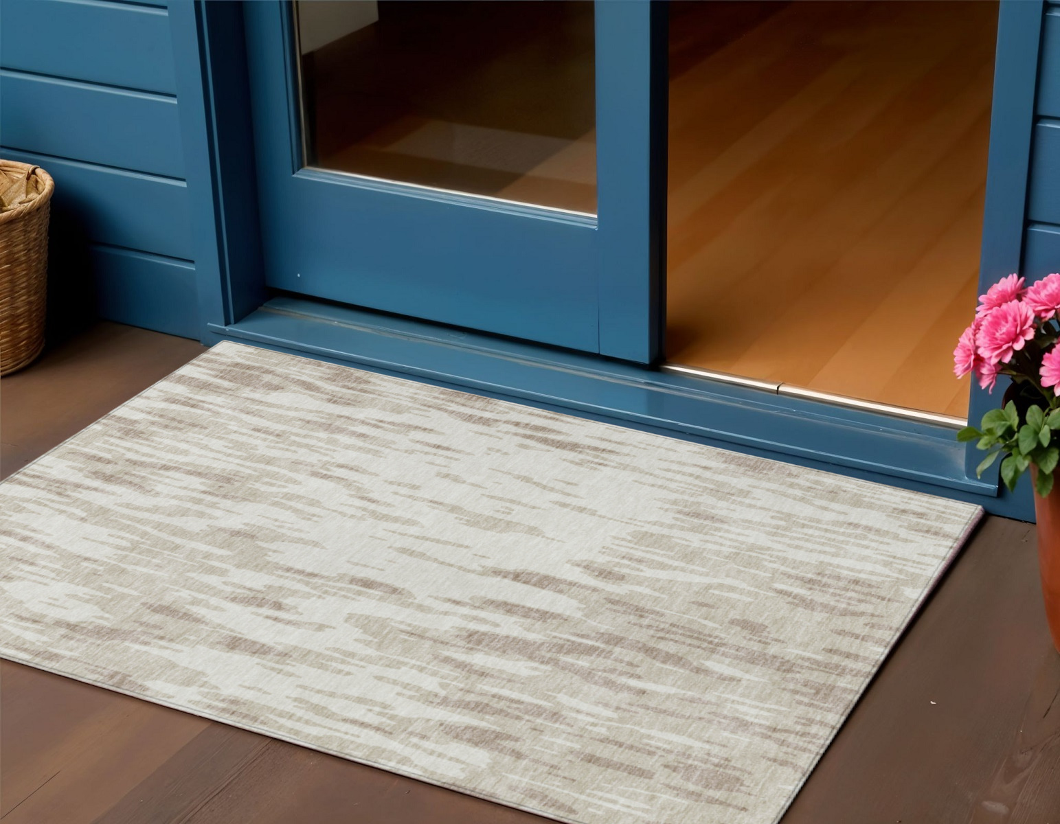3' X 5' Ivory And Off White Abstract Washable Indoor Outdoor Area Rug-612671-1