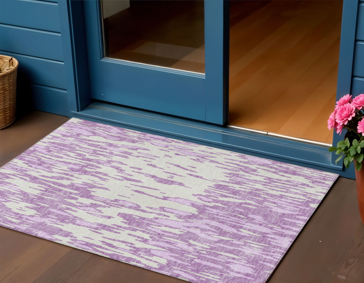 3' X 5' Lavender And Ivory Abstract Washable Indoor Outdoor Area Rug-612677-1