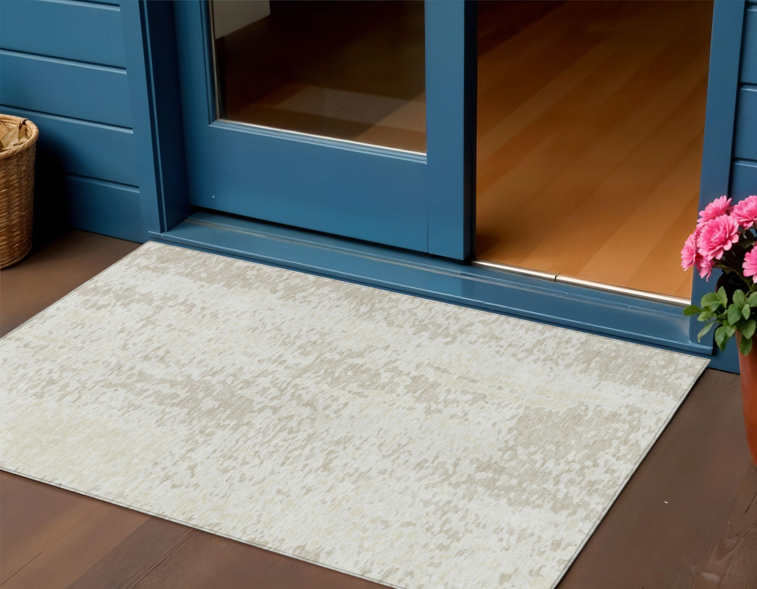 3' X 5' Ivory And Beige Abstract Washable Indoor Outdoor Area Rug-612947-1