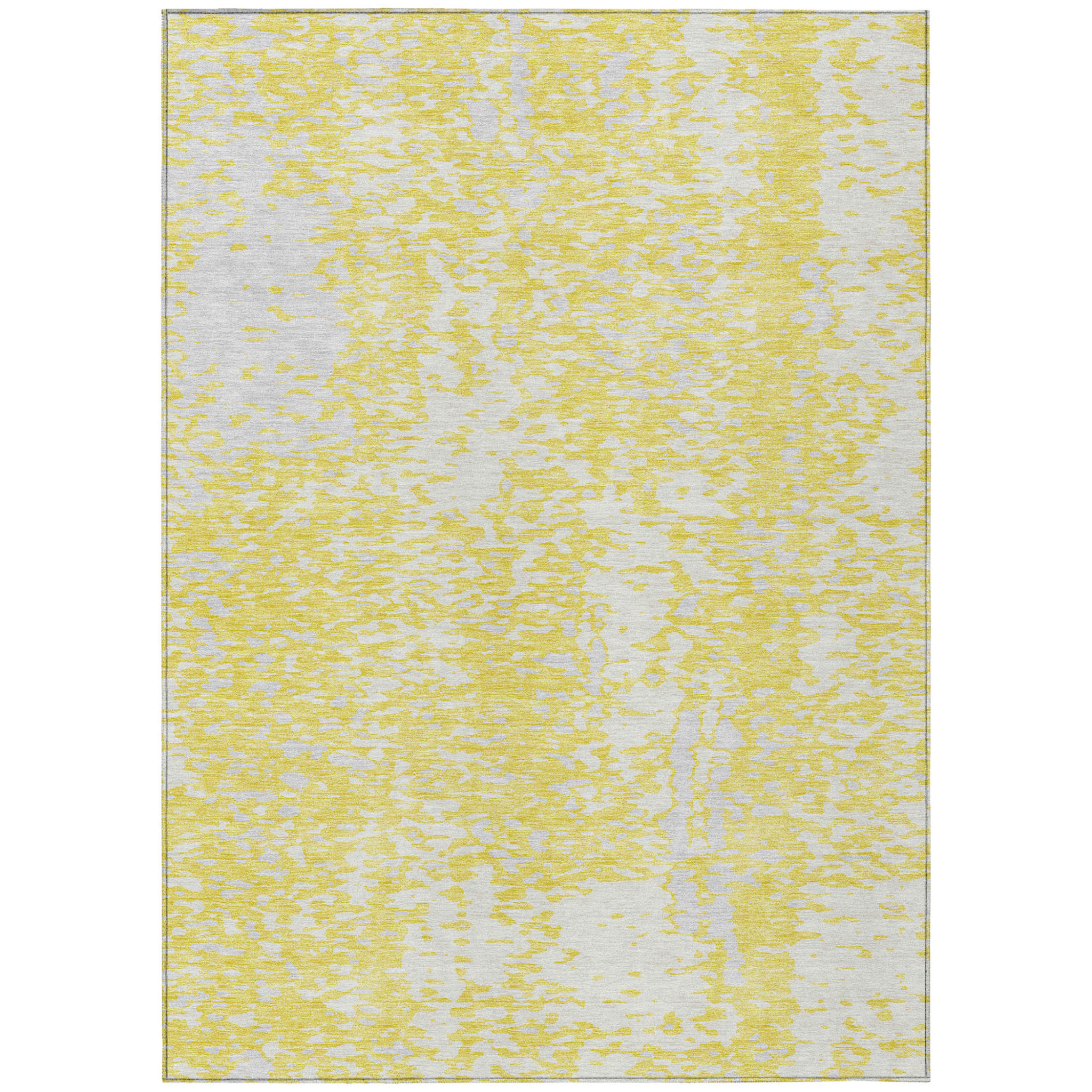 5' X 8' Yellow And Ivory Abstract Washable Indoor Outdoor Area Rug-612972-1